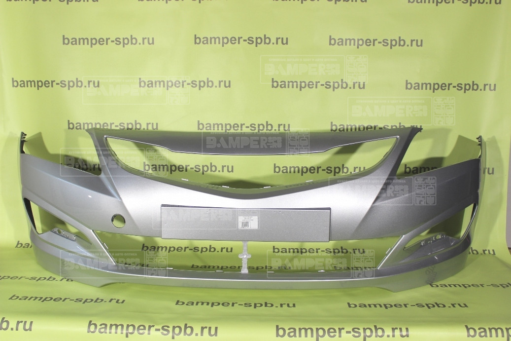 Бампер передний Hyundai Solaris 1 2015-2017 RHM Sleek Silver Серебристый