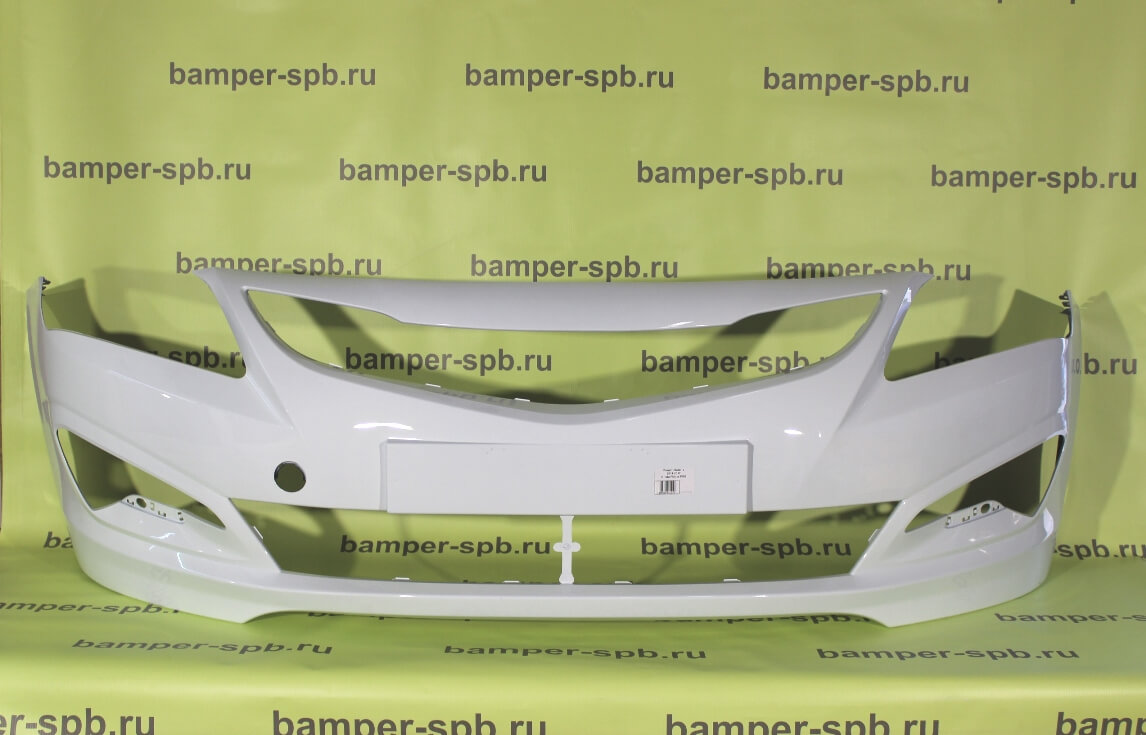 Бампер передний Hyundai Solaris 1 2015-2017 PGU Crystal White Белый Т.-П.