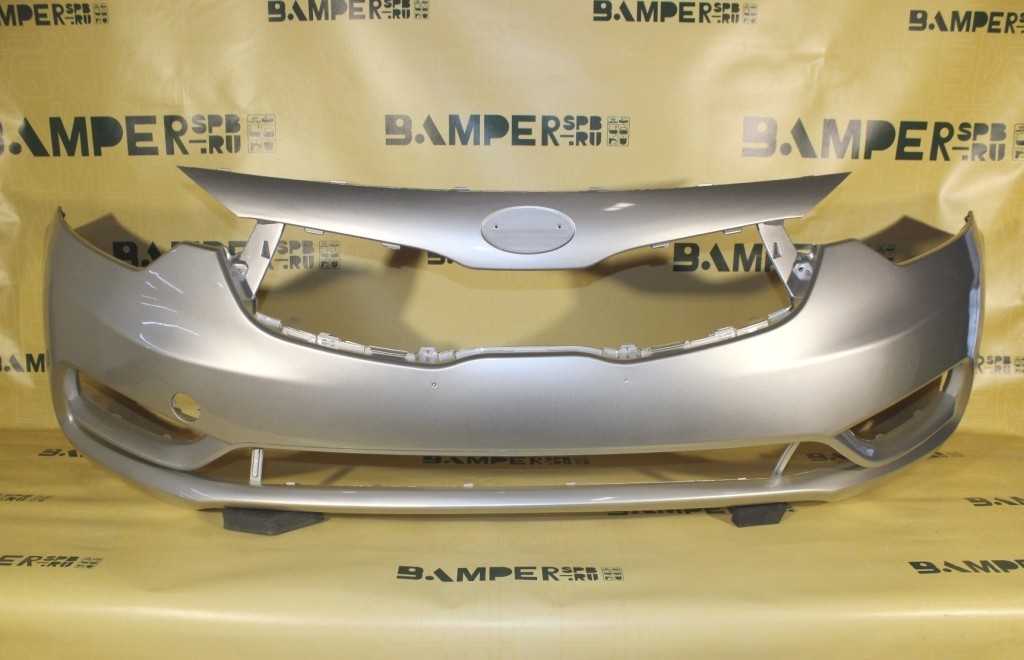 Бампер передний Kia Cerato 3 2013-2016 3D Bright Silver Серебристый