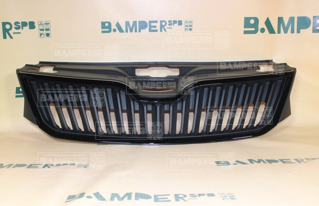 Решетка радиатора Skoda Rapid 1 2012-2020 черная окантовка А.