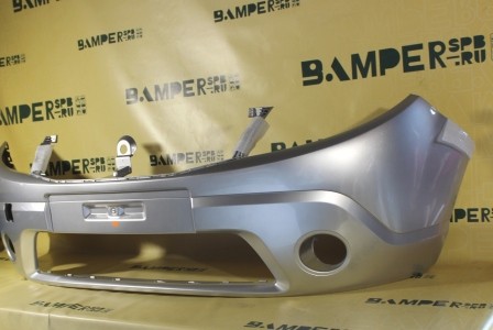 Бампер передний Renault Sandero 1 2009-2014 под ПТФ D69 Gris Platine Серебристый
